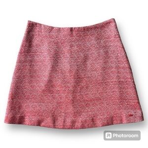 Cop.Copine Publier A-Line Red Pink Mini Skirt Linen Blend Tweed Sz 38 (M)